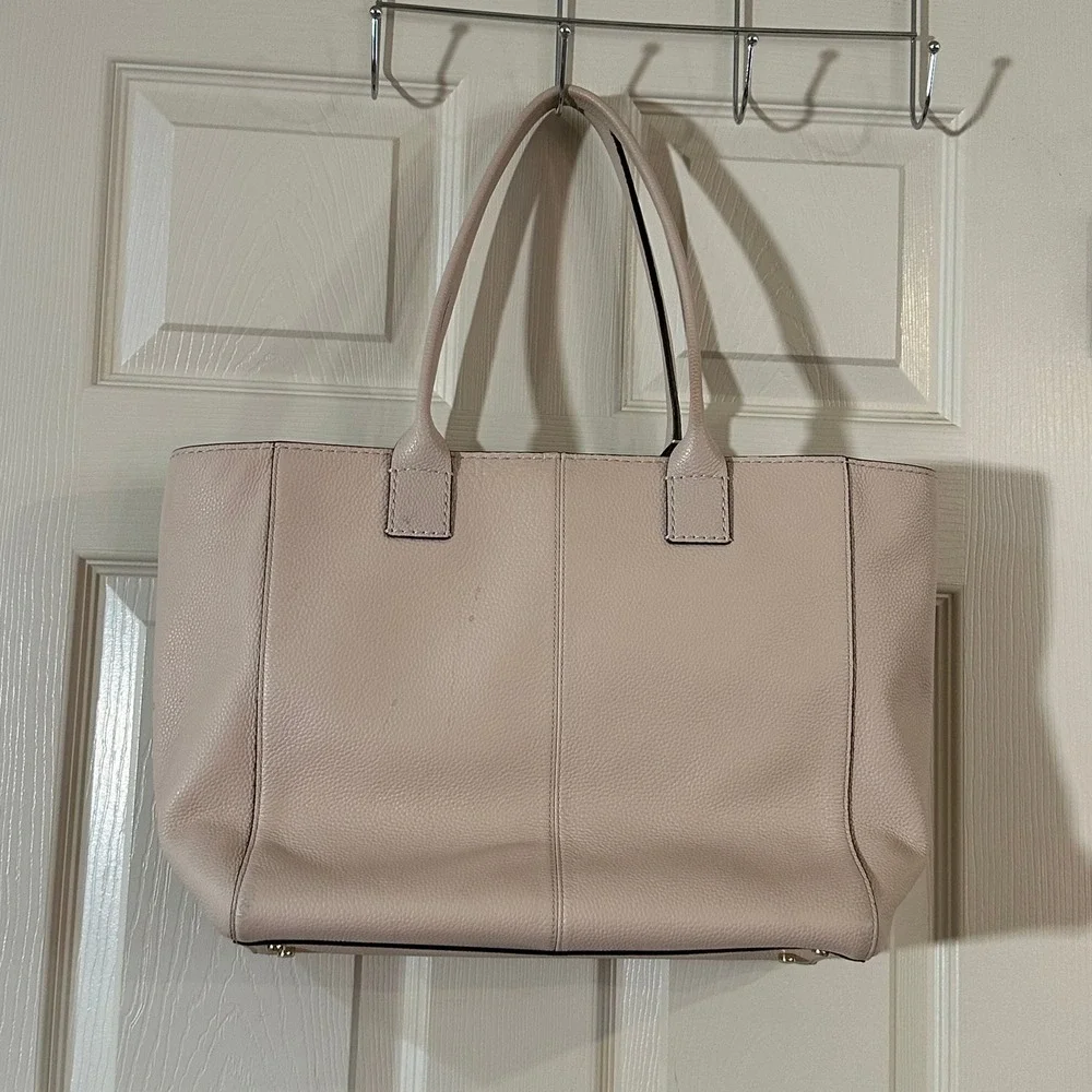 Kate Spade New York Pink Pebbled Leather Whipstitch Tote  Shoulder Bag Gold HW